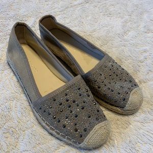 Franco Sarto L - Twilight Espadrille Flat Loafers Taupe with studs